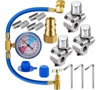 Kit de robinet de perçage en métal résistant à la corrosion, compatible avec les tuyaux de diamètre extérieur de 1/4", 5/16" et 3/8" pour manomètre de réfrigérateur, climatiseur