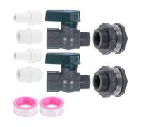 Kit de robinet de réservoir de pluie, 2 embouts en plastique avec raccord de cloison de 1,9 cm, adaptateur de tuyau d'arrosage, ruban d'étanchéité fileté pour réservoir d'eau
