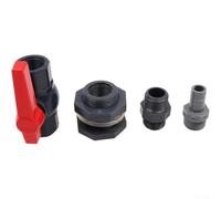 Kit de robinet de réservoir de pluie en PVC avec robinet à boisseau sphérique 20 mm, adaptateur de tuyau en silicone anti-fuite, collier de serrage en acier inoxydable, port complet pour jardin
