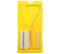 Kit de Rouleau à Peinture avec Bac, Brosse et Mousse pour Portes | Plastique et Coton, Couvre-rouleau Remplaçable, Application Régulière, Usage Solide pour Sols et Murs