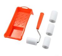 Kit de rouleau de peinture double plat en mousse de 5,1 cm avec 4 rouleaux, revêtement de bac à peinture et cadre de rouleau adapté pour les espaces étroits, les coins et la peinture décorative