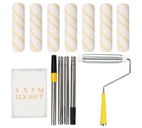 Kit de rouleaux de peinture avec manche d'extension de 22,9 cm - Cadre de rouleau - Film de protection en polyester - Outil de peinture polyvalent pour toutes les surfaces et peintures