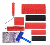 Kit de rouleaux de structure en bois - 18 x 29 cm - Kit d'outils de grain - Pinceau ABS pour motif - Outil de peinture décoratif pour porte, meubles, armoire, comptoir, atelier, bricolage