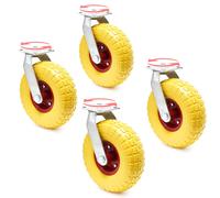 Kit de roulettes pivotantes 4x jantes en métal increvables jaune roulette de tra