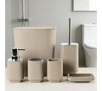 Kit de salle de bain, ensemble d'accessoires de salle de bain, ensemble de produits de toilette carrés électrolytiques, comprenant une brosse de toilette, une poubelle, un porte-brosse à dents, un gob