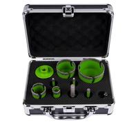 Kit de scies à trous diamantés - Forets à couronne de 6 à 68 mm - Pour carrelage, céramique, verre - Avec 1 foret annulaire de 10 mm et 1 foret annulaire de 50 mm - Adaptateur inclus