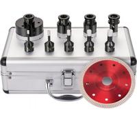 Kit de scies cloches diamantées PRO - 9 pièces - 5-68 mm - Pour carrelage, céramique, marbre et granit - A sec/à l'eau