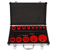 Kit de scies trépans, matériau bi-métallique HSS, diamètre de perçage de 19 à 76 mm, quantité : 17 pièces, profondeur de perçage : 30 mm, longueur d'extension : 300 mm
