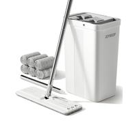 Kit de serpillère à microfibres comprenant un seau, un essoreur, 6 microfibres et une tige de 152 cm