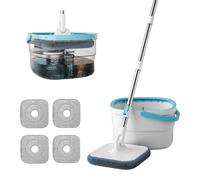 Kit de serpillère avec 3 microfibres, rotation à 360°, et seau