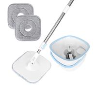 Kit de serpillière à plat avec seau à deux compartiments, pivotant à 360°, comprenant une serpillère en microfibre