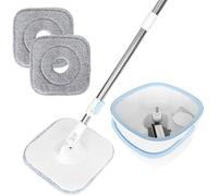 Kit de serpillière Ibenzoa® avec seau de 2,7 L, fonction pulvérisation et essorage, système de filtration 2 en 1, manche en acier inoxydable réglable, 2 housses en microfibre pour sols et fenêtres