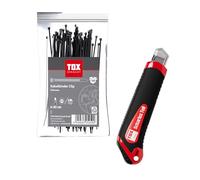 Kit de serre-câbles TOX Clip (300 pièces) + cutter, serre-câbles en 3 tailles avec 100 pièces de chaque, 4,8 x 200/250/300 mm + 1 cutter avec boîtier ABS et 2 lames de rechange, 09990920