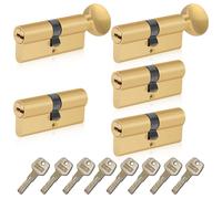 Kit de serrure : 3 cylindres de sécurité "Euro" et 2 cylindres à brosse, diamètre 70 mm, en laiton