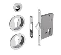 Kit de serrure pour porte coulissante SLID'UP by Mantion, Poignée ronde Ø 57 en acier finition Chrome, Garantie 5 ans