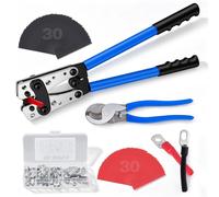 Kit de sertissage pour câbles de batterie - Pince à sertir pour cosses et coupe-câbles - Pour câbles de 6 à 50 mm², équivalent AWG 10 à 1/0 - Adapté aux cosses à sertir de type anneau et aux gaines th