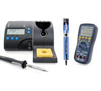Kit de service électronique : station de soudage ersa RDS 80 (80 W, 3 presets, veille/arrêt automatique) + True-RMS Multimètre numérique CAT III 600 V/CAT II 1000 V + Pompe à dessouder ESD en métal