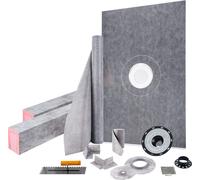 Kit de seuil de douche VEVOR, grand tapis de seuil de douche étanche de 48 x 72 pouces avec bride centrale en PVC de 4 pouces, tissu en acier inoxydable de 4 pouces, 2 seuils de douche individuels et