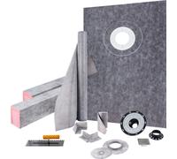 Kit de seuil de douche VEVOR, support de seuil de douche étanche de 38 x 60 pouces avec bride de collage ABS décalée de 4 pouces, grille en acier inoxydable de 4 pouces, 2 seuils de douche découpables