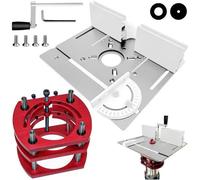 Kit de socle en aluminium pour défonceuse, rehausse de 65 mm, kit pour défonceuse à table destiné aux gouttières et aux finitions de chants (argent + rouge)
