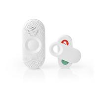 Kit de Sonnette sans Fil - Alimentation Secteur - 220-240 V AC 50 Hz - 1x CR2032 - Volume: 80 DB - Portée du Signal: 300 m - IP44 - Volume réglable - 36 Mélodies - 1 Récepteur - Blanc/Gris