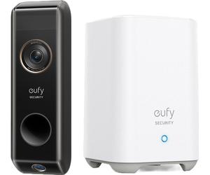 Kit de sonnette vidéo eufy S330 + HomeBase 2, 2K HD, détection de mouvement, double caméra, compatible avec Alexa et Google Assistant, autonomie de 6 mois, noir