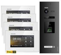 Kit de sonnette vidéo Full HD - Avec lecteur d'empreintes digitales et RFID - Écran tactile de 7 pouces x 4 - En métal - Système de sécurité extérieur