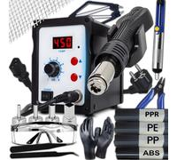 Kit de soudage à air chaud 21 pièces comprenant un fer à souder, une station de soudage CMS, une station de dessoudage, un écran LED, un régulateur de température, 4 buses, 100-480 °C, 700 W Retoo