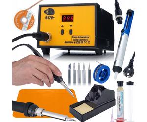 Kit de soudure Rosfix 937d+ : station avec tapis + flux, étain, pannes 900M, aspirateur de soudure et ruban à dessouder