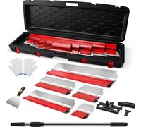 Kit de spatules pour cloisons sèches - 5 pièces - Tailles 25/40/60/80/100 cm - Lames en acier inoxydable - Pour enduit mural et crépi - Rouge