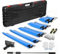 Kit de spatules pour cloisons sèches - Lame de lissage/spatule de rabotage - 5 pièces 15/25/40/60/80 cm - Lames flexibles - Aluminium extrudé - Bleu