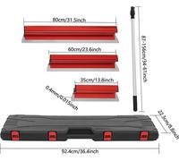 Kit de spatules pour plâtrerie sèche : spatule à enduire et spatule à lisser - Lame flexible - Profilé en aluminium extrudé - Pour murs intérieurs en plaques de plâtre et en ciment - Rouge