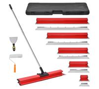 Kit de spatules télescopiques - Spatule de lissage pour plâtrerie sèche - Tige télescopique de 86 à 206 cm - Adaptateur multi-angles - Poignée ergonomique - Métal - Rouge