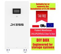 Kit de stockage d'énergie, compatible avec un système de gestion de batterie (BMS) 16S, conception modulaire, comprenant une boîte de montage et un BMS avec écran LCD. Fabriqué en Pologne