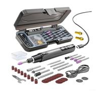 Kit de stylo de polissage électrique avec écran numérique et plus de trente accessoires pour travaux manuels, bois, métal, verre, plastique, perçage, meulage orange (ensemble gris)