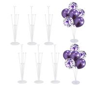 Kit de support de ballons pour table - 6 ensembles de bâtons de ballons avec base pour décorations de fête d'anniversaire, de remise de diplôme