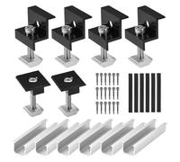 Kit de support de panneau, Rail de montage en aluminium, 30mm/35mm, pinces d'extrémité, supports for toit plat, Rail de montage PV noir, 12 pièces
