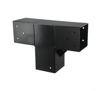 Kit de support de pergola en acier de 10,2 x 10,2 cm, base d'angle à angle droit pour tonnelle, abri de jardin, construction robuste, finition noire, connecteur de poutre pour pelouse, balcon, porche
