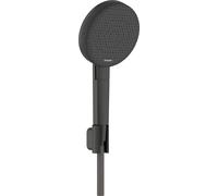 Kit de support de pommeau de douche hansgrohe Raindance Alive Select S, 125, 3 jets, EcoSmart, avec flexible de douche textile Designflex, 160 cm, finition noir chromé brossé