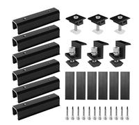 Kit de Support pour Panneau Solaire 12 cm, Rail de Montage Photovoltaïque en U Noir, Fixation pour Toit en Tuiles et Toit Plat, Support de Panneau Solaire en Aluminium