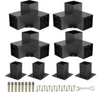 Kit de support pour pergola - Pied de poteau pour bois 100x100 mm - Acier inoxydable - Angle triangulaire - Pour pergolas, tonnelles et constructions de terrasses - Pour bricoleurs