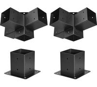 Kit de supports pour pergola, 4 x 4 pouces (dimensions intérieures 92 x 92 mm), 2 pièces Kit de supports d'angle robustes à 4 voies pour menuiserie, base de poteau DIY, poutres en bois faciles à insta