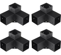 Kit de supports pour pergola 4''x4'', dimensions intérieures 3,6"x3,6 4 pièces Supports d'angle robustes à 3 voies Kit de base pour poteaux DIY pour menuiserie, installation facile Poutres en bois pou