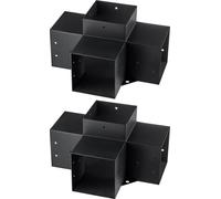 Kit de supports pour pergola 6''x6'', dimensions intérieures 5,6"x5,6 2 pièces Supports d'angle robustes à 4 voies Kit de base pour poteaux DIY pour menuiserie, installation facile Poutres en bois pou