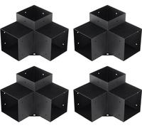 Kit de supports pour pergola 6''x6'', dimensions intérieures 5,6"x5,6 4 pièces Supports d'angle robustes à 3 voies Kit de base pour poteaux DIY pour menuiserie, installation facile Poutres en bois pou