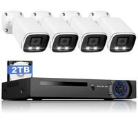 Kit de surveillance 4K avec alimentation PoE, comprenant 4 caméras, un disque dur de 2 To et la fonction de détection de personnes