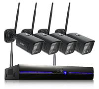 Kit de surveillance WLAN 3MP, comprenant un enregistreur NVR 8 canaux et 4 caméras, pour une utilisation en extérieur, avec vision nocturne