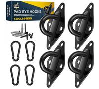 Kit de suspension pour hamac - Crochets robustes avec 4 crochets en acier inoxydable M10 304, 4 mousquetons de 10 mm, 16 vis robustes - Crochet de hamac pour montage mural/plafond intérieur et