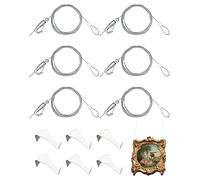 Kit de suspension pour tableau - Crochets pour rail d'images avec 6 crochets de chaque rail blanc, cordon à boucle invisible de 183 cm, 6 crochets réglables - Cintres en acier inoxydable pour moulage