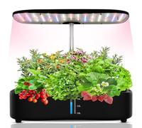 Kit de système culture hydroponique, kit jardin d'herbes aromatiques intelligent à 12 dosettes, d'intérieur, avec LED croissance 24 W, noir Culture en intérieur